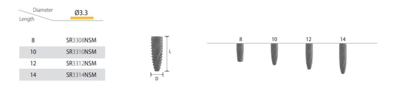 Implante dentário cilíndrico cônico INNO Submerged Narrow Implant 3.3 NO MOUNT | COWELLMEDI