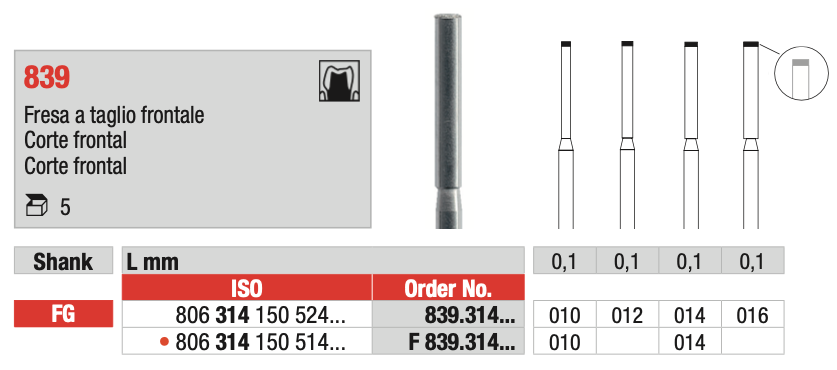 Front Cut Diamond Drill (839) | EDENTA