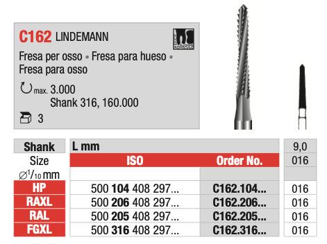 LINDEMANN Surgical Drill (C162) | EDENTA