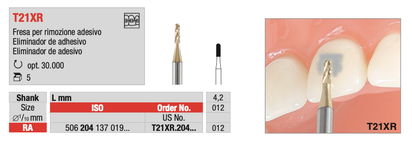 Tungsten drill for adhesive removal (T21XR) | EDENTA