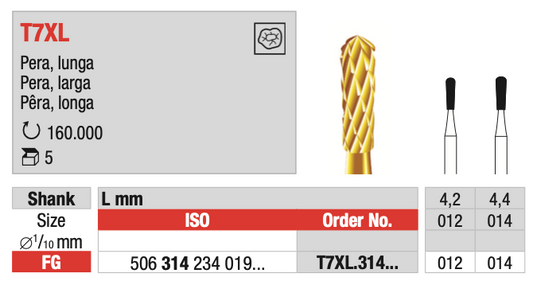 Broca para extracción de amalgama, pera larga (T7XL) | EDENTA