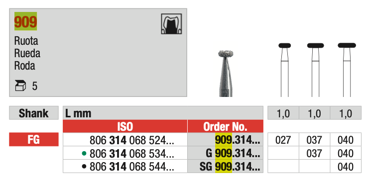 FG Diamond Drill Disc, Coarse Grit (909) | EDENTA