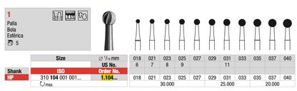 Steel drill, spherical (1) | EDENTA