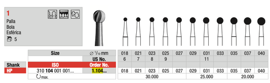 Steel drill, spherical (1) | EDENTA